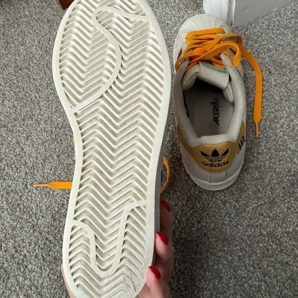 Adidas Kids Sneakers - Cream‎ with Orange and Yellow Accents Disney
